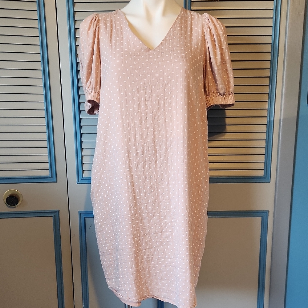 Davi & Dani Blush Polka Dot Midi Dress